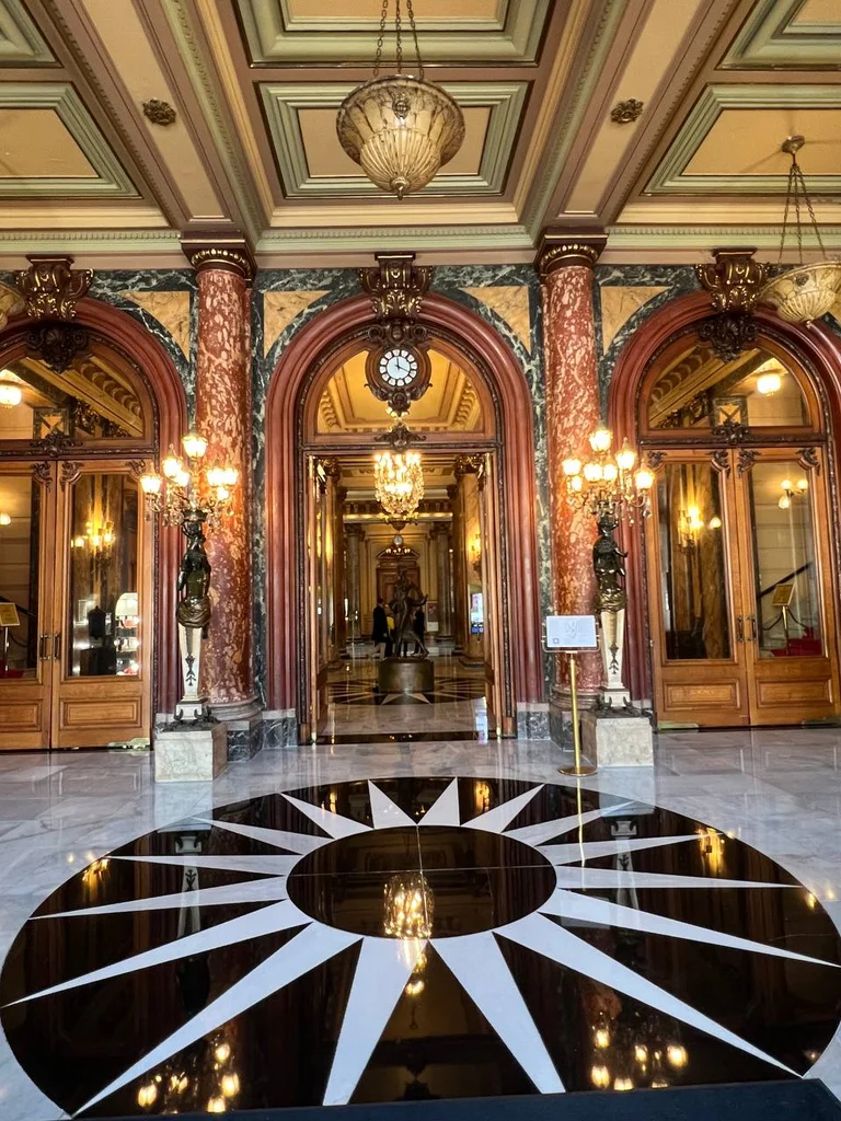Architectural details inside the casino entrance hall