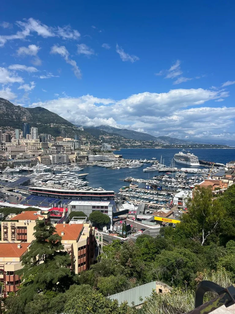 Port Hercule panorama with grandstands beside the street circuit