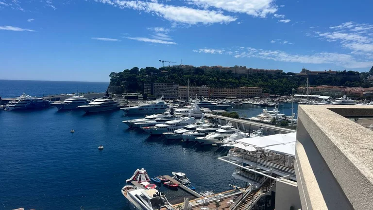 Yachts in Port Hercule with the Rock of Monaco beyond