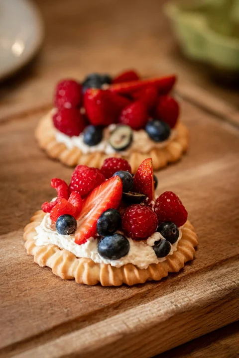 Tartaletas francesas con frutos rojos frescos
