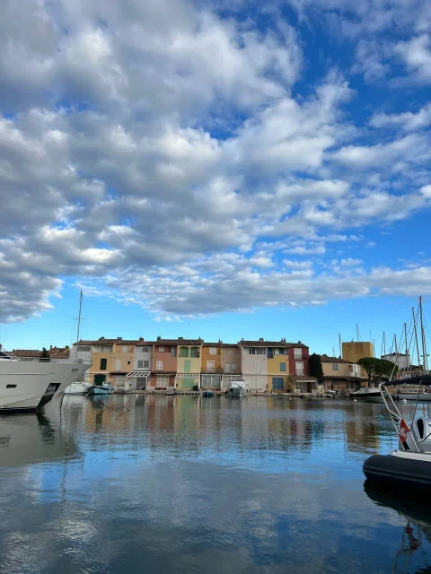 Houses and yachts on the waterfront in Port Grimaud